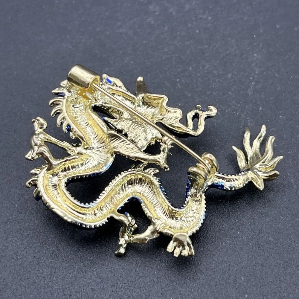 Dragon Blue Gold Tone‎ Lapel Hat Pin